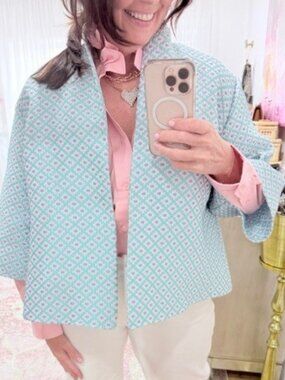 NWT CARYN LAWN JACKIE JACKET IN BLUE